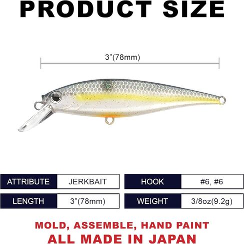 LUCKY CRAFT Pointer 78SP Fishing Lures, 3" Freshwater Bass & Trout Lures, Suspending 4ft-5ft Depth, Jerkbait, Bass Fishing Gear and Accessories, Ghost & Aurora in Saudi Arabia