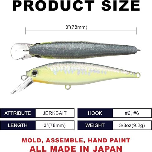 LUCKY CRAFT Pointer 78SP Fishing Lures, 3" Freshwater Bass & Trout Lures, Suspending 4ft-5ft Depth, Jerkbait, Bass Fishing Gear and Accessories, Ghost & Aurora in Saudi Arabia
