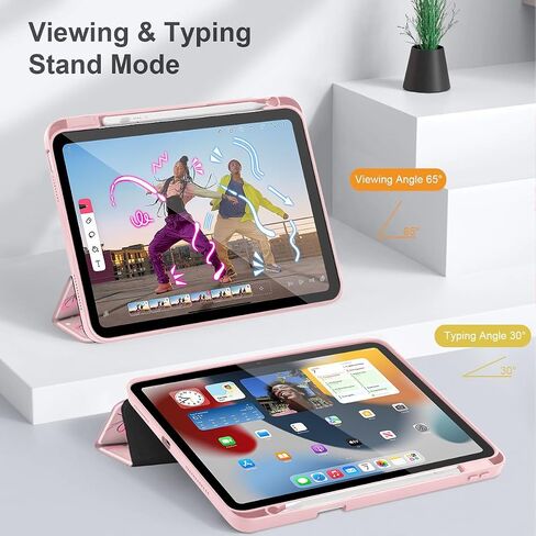 May Chen Case for iPad Air 11 (M3 2025/M2 2024) 7th 6th ، iPad Air 4 & 5 10.9 inch 5th 4th (2022/2020) - Pencel Holder + Auto Sleep/Wake ، غطاء خلفي شفاف ، in Kuwait