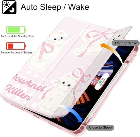 May Chen Case for iPad Air 11 (M3 2025/M2 2024) 7th 6th ، iPad Air 4 & 5 10.9 inch 5th 4th (2022/2020) - Pencel Holder + Auto Sleep/Wake ، غطاء خلفي شفاف ، in Kuwait