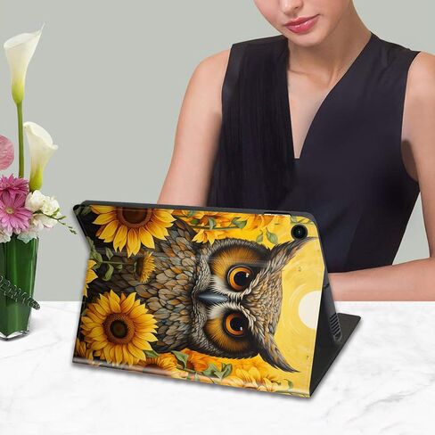 Case for Samsung Galaxy Tab A9+/A9 Plus 5G 11 Inch (SM-X210/X216/X218), Adjustable Folding Stand and Automatic Wake/Sleep, Shock-Proof Protection Smart Cover, Owl and Sunflower in Saudi Arabia