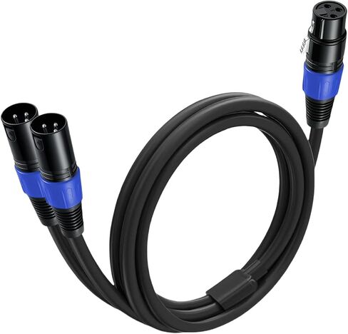 2 Pack XLR Splitter Cable 1.6 FT, 1 XLR Male to 2 XLR Female Patch Y Cable, Balanced Microphone Splitter Cord Audio Adaptor, Used for Microphone, Effector, Mixer, Equelizer, DMX LED, Amplifier, Guitar in Kuwait