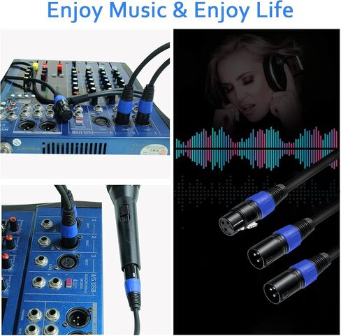 2 Pack XLR Splitter Cable 1.6 FT, 1 XLR Male to 2 XLR Female Patch Y Cable, Balanced Microphone Splitter Cord Audio Adaptor, Used for Microphone, Effector, Mixer, Equelizer, DMX LED, Amplifier, Guitar in Kuwait
