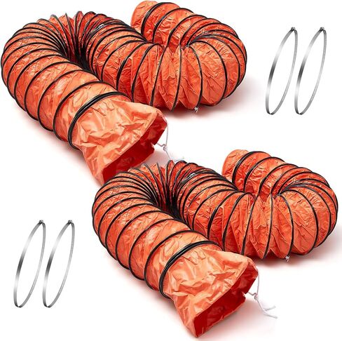 Pangda 1 Pack Buck Hosse PVC Hose Ducting Hose 12 Inch HVAC Hosping Duct -Duct -Duct مع مروحة خرطوم قابلة للتعديل من الفولاذ المقاوم للصدأ (16 قدمًا) in Kuwait