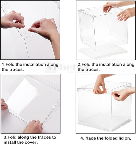 Clear Cake Box, 2 Pcs Transparent Cake Carrier Box with Lids, 8'' PET Cake Packaging Boxes with Ribbon Gift Card for Pastries, Clear Gift Boxes for Birthday, Wedding and Festival Party, White. in Kuwait