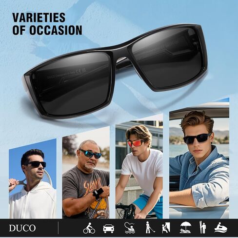 DUCO Polarized Sports Sunglasses for Men Women UV400 Protection Lightweight Frame for Fishing Driving Running F103 in Kuwait