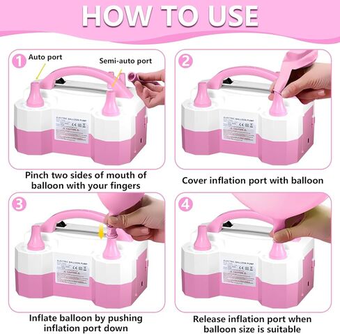 Balloon Pump, Balloon Pump Electric, Portable Dual Nozzle Electric Blower Air Pump Inflator for Party Decoration. Faster and Save Time in Kuwait