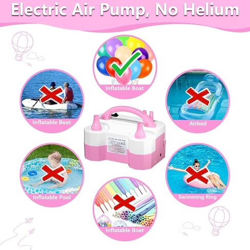 Balloon Pump, Balloon Pump Electric, Portable Dual Nozzle Electric Blower Air Pump Inflator for Party Decoration. Faster and Save Time in Kuwait