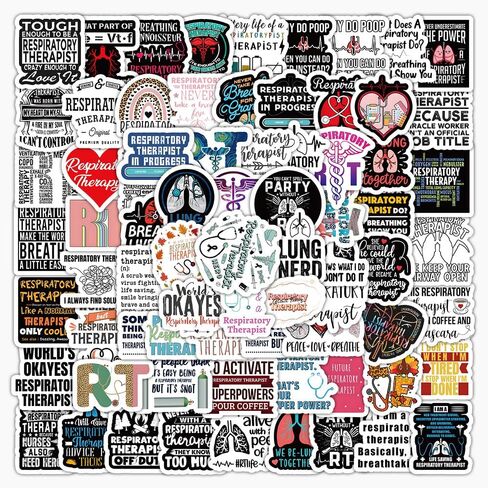106PCS Respiratory Therapist Stickers, RT Sticker, Water Bottle & Laptop Sticker, Ideal Respiratory Therapist Gifts – Durable, Waterproof & Creative (RT) in Saudi Arabia