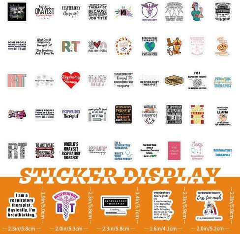 106PCS Respiratory Therapist Stickers, RT Sticker, Water Bottle & Laptop Sticker, Ideal Respiratory Therapist Gifts – Durable, Waterproof & Creative (RT) in Saudi Arabia