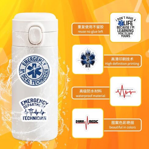 106pcs ملصقات معالج الجهاز التنفسي ، ملصق RT ، ملصق زجاجة ماء وملصق محمول ، هدايا مثالية للمعالج التنفسي - متينة ومقاومة للماء (RT) in Kuwait