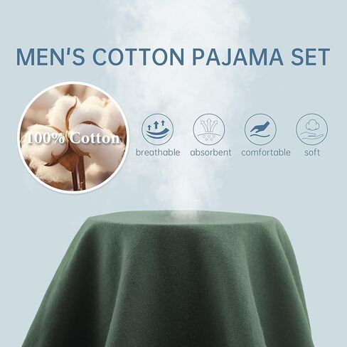 EA'S SECRET Mens Pajamas Set 100% Cotton Short Sets For Men Classic Button Down Sleepwear Summer Mens Pjs Sets With Pockets in Kuwait