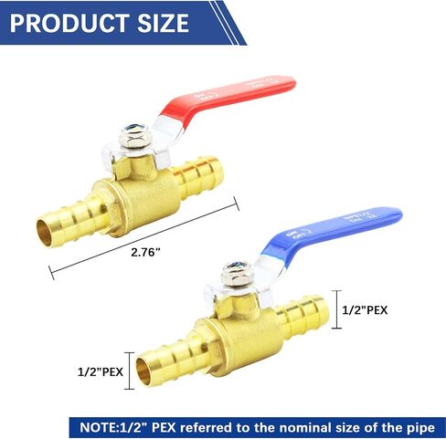 3/8 بوصة صمامات الكرة PEX ، 6 أجزاء PEX النحاس الكامل المنفذ مغلق صمام الكرة ، النحاس نحاس ربع المنفذ بدوره صمامات PEX للمياه الساخنة والباردة in Kuwait