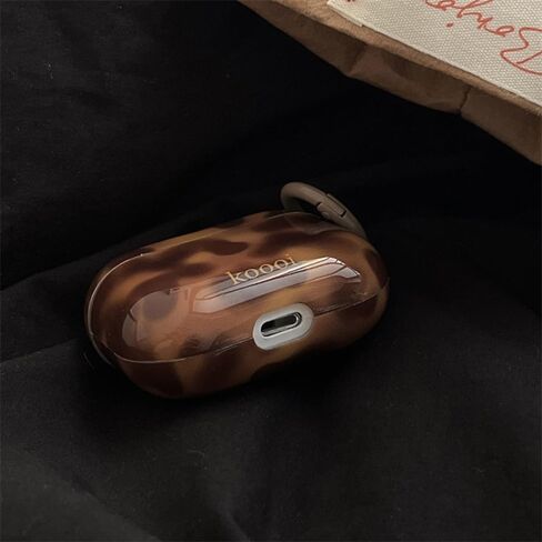 Compatible for AirPods 4 Case with Cleaner Kit Cute Cool Brown Leopard Cool Amber Tortoise Aesthetics Design Shockproof Love Keychain Cover for Girls Woman for Airpods 4nd(2024)-Amber in Kuwait