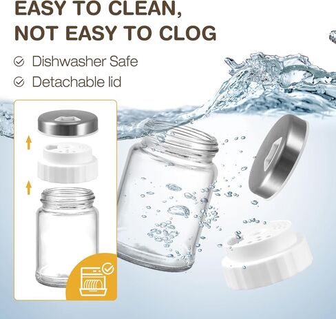 VUCCHINI Salt and Pepper Shaker Set with 3 level Adjustable Pour Holes Seasoning Spice shaker Glass Bottle, Large Salt and Pepper Dispenser for Home Kitchen Camping (5 oz, Beige) in Kuwait