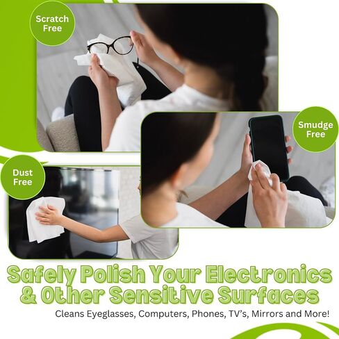4-Pack Reusable Cleaning Cloths for Streak-Free Windows, Mirrors & All-Purpose Use – Chemical-Free, Absorbent, Non-Abrasive, 16" x 16" White Cleaning Rags, Made in The USA in Kuwait
