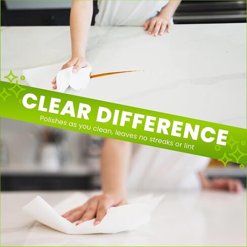 4-Pack Reusable Cleaning Cloths for Streak-Free Windows, Mirrors & All-Purpose Use – Chemical-Free, Absorbent, Non-Abrasive, 16" x 16" White Cleaning Rags, Made in The USA in Kuwait