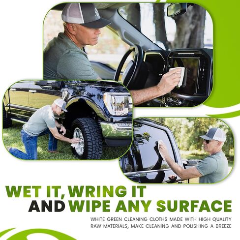 4-Pack Reusable Cleaning Cloths for Streak-Free Windows, Mirrors & All-Purpose Use – Chemical-Free, Absorbent, Non-Abrasive, 16" x 16" White Cleaning Rags, Made in The USA in Kuwait