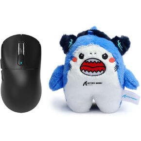ATTACK SHARK X3 Wireless Gaming Mouse + Official Mascot Plush Bundle – Tri-Mode 26K DPI Mouse with PAW3395 Sensor & Cuddly Shark Keychain for Gamers-Black