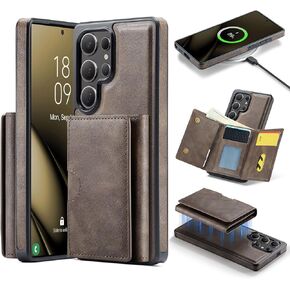 حالة هاتف ASUWISH لـ Samsung Galaxy S25 Ultra 5G Wallet Wallet Cover Cover Detachable مع شحن لاسلكي وحامل بطاقة الائتمان RFID Flip Stand Kickstand Hard S25ultra Women Men Men Men