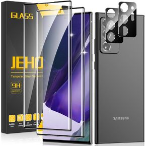 [2+2 Pack] for Galaxy Note 20 Ultra Screen Protector with Camera Lens Protector 6.9 Inch, [Fingerprint Unlock Support] [9H Tempered Glass] [3D Full Coverage] [Bubble Free] [HD Clear]