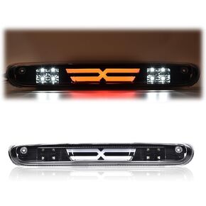 PIT66 LED 3rd Third Brake Light Compatible With Chevy Silverado/GMC Sierra 2007-2014, Clear lens Black Housing Amber Reflector Type X