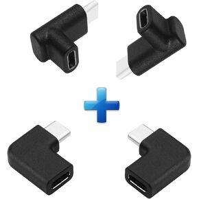 USB C Angle Adapter [4 Pack] 2 Left/Right + 2 Up/Down