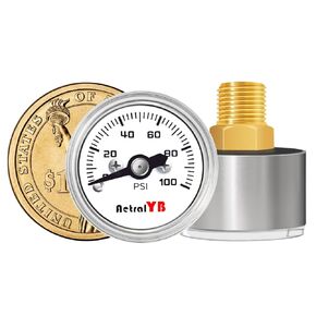 1 Inch Mini Pressure Gauge, 0-100 Psi Air Pressure Gauge, Stainless Steel Case, 1/8" NPT Back Mount, Psi Coffee Machine Pressure Gauge for Water Pumps, Air Compressors