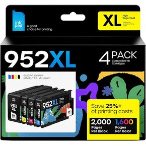 952XL Compatible Ink Cartridge Combo Pack Replacement for 952 XL, Use with Officejet Pro 7740 8210 8710 8720 8740 8715 7720 8725 8730 (B/C/M/Y-4 Pack)