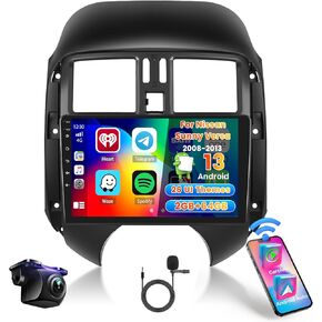 Car Radio for Nissan Sunny Versa 2008 2009 2010 2011 2012 2013: [2G+64G] 9 inch Car Stereo with Wireless Carplay Android Auto, Touch Screen Upgrade for Sunny Versa with DSP Backup Camera