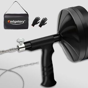 50 قدم استنزاف ثعبان اوجير - أداة إزالة شعر استنزاف الثعبان مرنة وقوية، للمطبخ والدش وجميع المصارف - يدوي أو يعمل بالمثقاب مع قفازات، وحقيبة تخزين