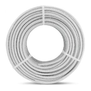 3/16" Wire Rope, 100Ft PVC Coated Steel Cable 7×7 Strand Core, Ideal Cable Railing System for Stair Handrail Balusters Porch Fence Deck, String Light Hanging, Clothesline, Curtains, Shade Sail
