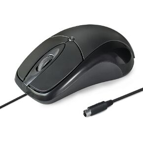 Wired PS/2 Optical Mouse - 1000 DPI Resolution, 3 Buttons, 5ft Cable, Compatible with Windows 7/8/10/11, Black