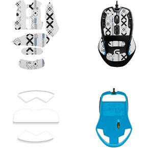 Mouse Grip Tape Full Coverage for Logitech G300s, Self-Adhesive Sweat-Resistant Professional Mice Upgrade Kit,Mouse Feet Skates(Foot pad + White Mouse Grip Tape)