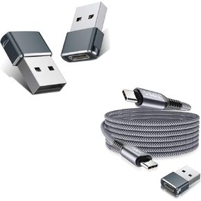 Straight USB C to Type C 100W Charger Cable 10FT with USB C Adapters Gray 2 Pack,Car Charging Cord for iPhone 15 Pro Max,MacBook,iPad 10 Air 5 5th 4 Generation Mini 6,Samsung Galaxy S23 S22,A52 A53