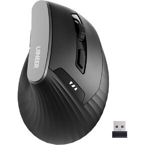 Vertical Mouse Wireless, 2.4G Rechargeable Mouse with Battery Indicator,4 Level DPI,Ergonomic Design for Comfort and Reduced Wrist Strain, Ideal for Home,Office Use,Matte Black