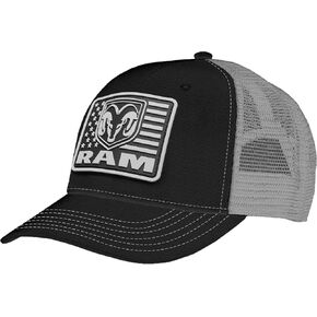 Changes Dodge Ram Patriotic Logo Patch Adjustable Trucker Hat Black