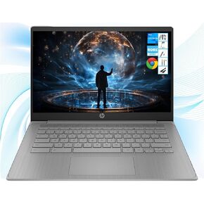 HP Chromebook with Gemini-AI Chrome OS | 14" HD Screen | 4GB RAM | 64GB eMMC & 64GB Card & 128GB Portable SSD | Intel Celeron CPU | Webcam | USB-C | Wi-Fi | Ultra Light | Long Battery Life| RK Bundle