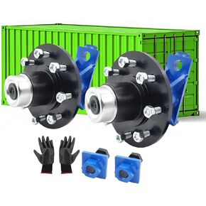 Shipping Container Wheels 5-Lug Wheels Kit Upgrade Wider and Thicker Steel Plate, Moves 20ft.-40ft. Shipping Container, Heavy-Duty Shipping Container Axles with Tool Gloves (Black 5 Lugx3.5)