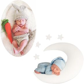 Newborn Photography Prop Pillow Crescent Moon Infant Crescent Star Pillows++Newborn Photography Props Rabbit Outfit Baby Photoshoot Props Outfits Bunny Crochet Costume Baby Photo Prop Rabbit Hat