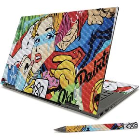 MightySkins Carbon Fiber Skin Compatible with HP Envy x360 15" (2021) - Cartoon Mania | Protective, Durable Textured Carbon Fiber Finish | Easy to Apply | Made in The USA