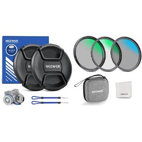 Neewer 72mm Lens Cap Kit (2 Pack) and UV/CPL/ND Lens Filter Kit with Hard Shell Storage Case