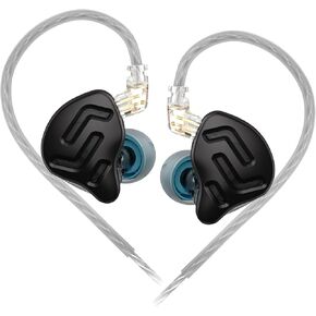 erjigo KZ ZNA in-Ear Monitors, Upgraded Dynamic Hybrid Dual Driver Earphones, HiFi Stereo IEM Wired Earbuds/Headphones with Detachable Cable for Musician Audiophile (Black, Without mic)