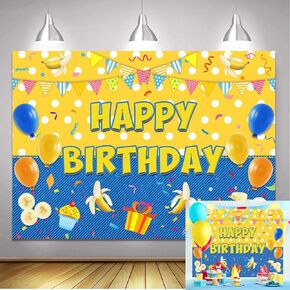 Cartoon Banana Birthday Backdrop 5x3ft Movie Theme Photo Background Boys Girls Happy Birthday Party Cake Table Decoration Banner
