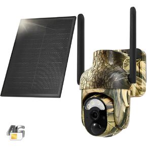 4G LTE Cellular Trail Cameras 2K 360° View Live Feed Game Camera Built-in SIM Card with Motion Activated Color Night Vision Remote Phone Access Solar Powered Trail Camera