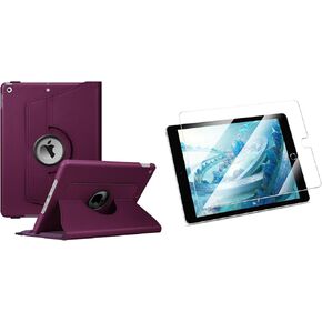 Fintie Rotating Case for iPad 9th/8th/7th Generation (2021/2020/2019) + Tempered Glass Screen Protector for iPad 9th/8th/7th Gen 10.2" & iPad Air 3rd & iPad Pro 10.5" 2017