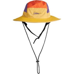 Vintage Fisherman-Inspired Outdoor Sun Hat with Wide Brim, UV Protection, Anti-Slip Design, and Color-Blocked Style for Camping, Surfing, and Vacations Multi