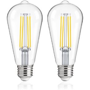 FLSNT Dusk to Dawn Outdoor Sensor ST19 LED Light Bulb, 7W (60W Eqv.), 800LM,Vintage Filament E26 Base, Auto On/Off Photocell Automatic for Energy-Efficient Outdoor Lighting, 2700K Soft White, 4 Pack