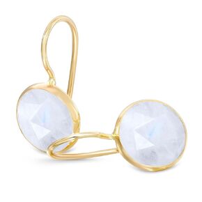 14k Solid Yellow Gold White Opal 8mm Gemstone Dangle Earrings, Dainty Opal Gemstones Earrings, Bridal Handmade Wedding Jewelry Gift for Brides, Graduation Gift