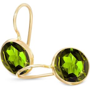 14k Solid Yellow Gold White Opal 8mm Gemstone Dangle Earrings, Dainty Opal Gemstones Earrings, Bridal Handmade Wedding Jewelry Gift for Brides, Graduation Gift in Kuwait